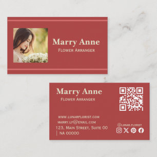 Minimalist Modern Pink Rose Florist Elegant Business Card