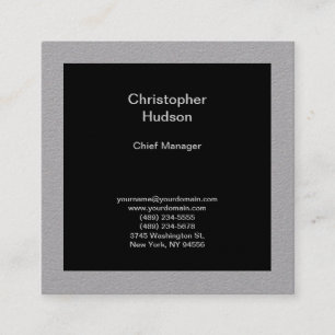 Minimalist Modern Plain Abstract Black Grey Square Business Card