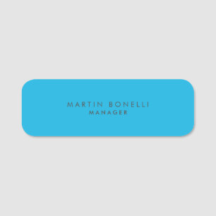 Minimalist Modern Plain Blue Name Tag