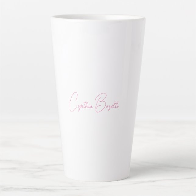  Minimalist Modern Plain Calligraphy Add Name Latte Mug (Front)