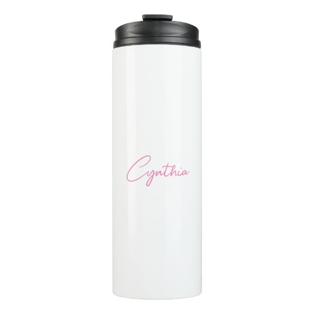  Minimalist Modern Plain Calligraphy Add Name Thermal Tumbler (Front)
