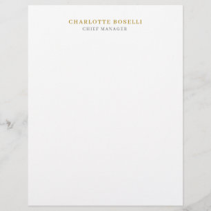 Minimalist Modern Plain Professional Gold Colour Custom Letterhead