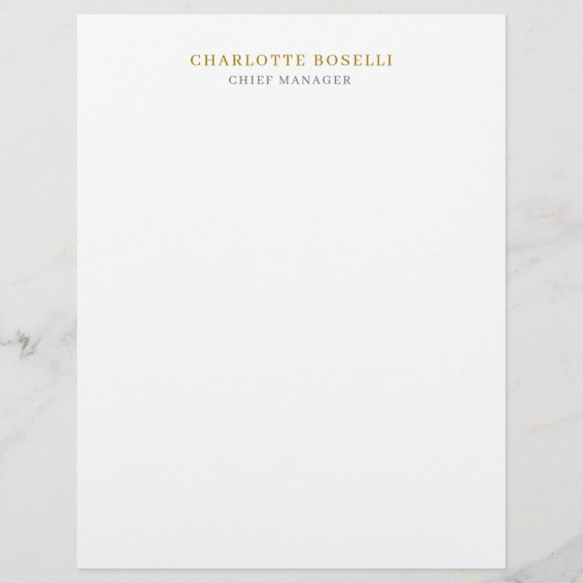 Minimalist Modern Plain Professional Gold Colour Custom Letterhead (Front)