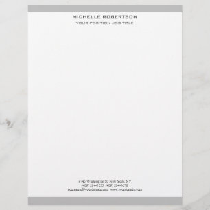Minimalist Modern Plain Simple Grey White Custom Letterhead