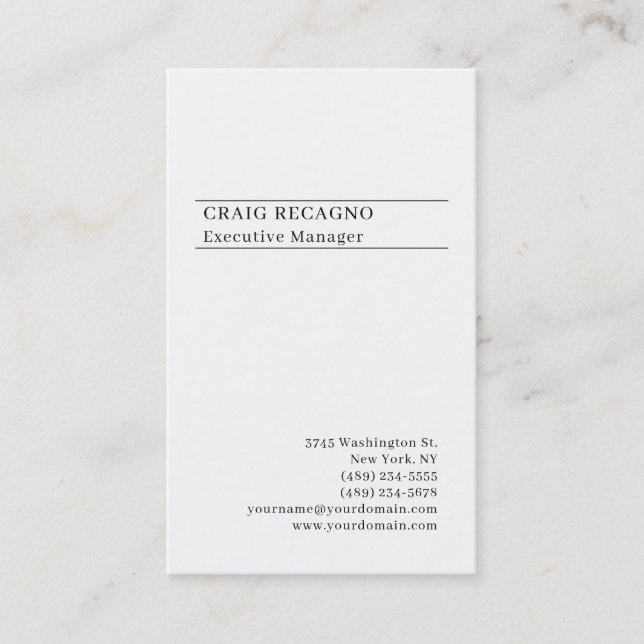 Minimalist Modern Plain Trendy Black White Business Card (Front)