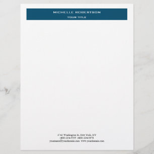 Minimalist Modern Professional Blue White Custom Letterhead