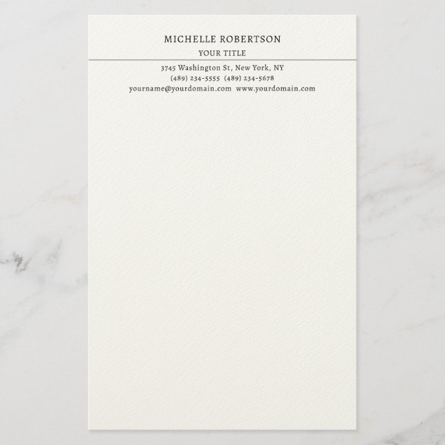 Minimalist Modern Professional Creative Stationery (Front)