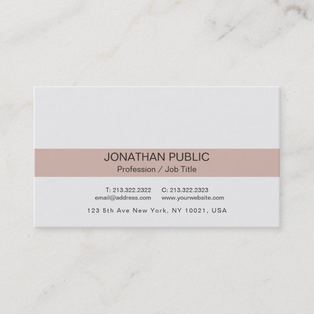 Minimalist Modern Professional Elegant Plain Luxe Business Card (Front)