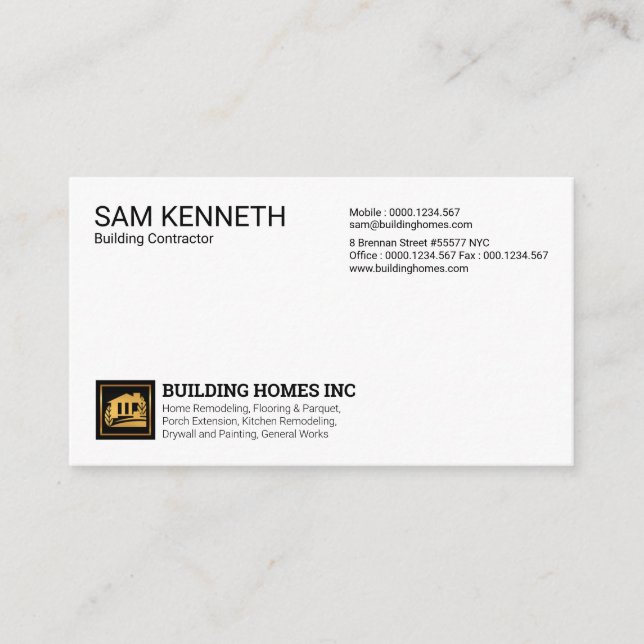 Minimalist Modern Professional Gold Home Icon Business Card (Front)