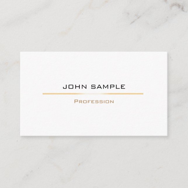 Minimalist Modern Professional Gold White Business Card (Front)