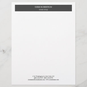 Minimalist Modern Professional Grey White Custom Letterhead