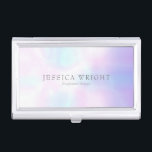 Minimalist Modern Professional Holographic Business Card Holder<br><div class="desc">Minimalist modern professional business card holder. Featuring a holographic,  rainbow gradient,  iridescent,  pearl background with your details set in contrasting dove grey modern typography. Designed by Thisisnotme©</div>