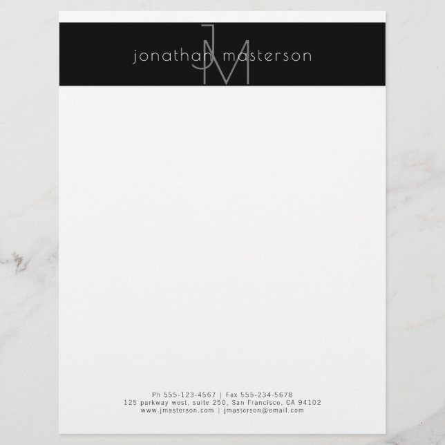 Minimalist Modern Professional Monogram Custom Letterhead (Front)