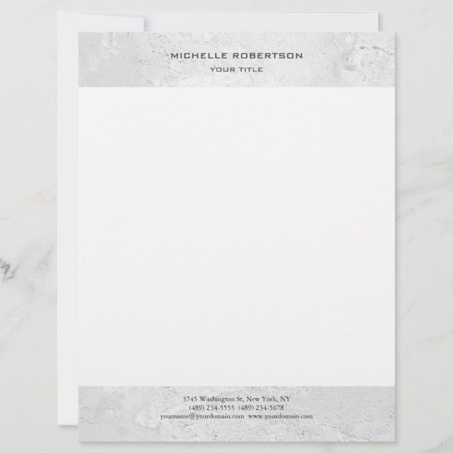 Minimalist Modern Professional Plain Grey White Custom Letterhead (Front)