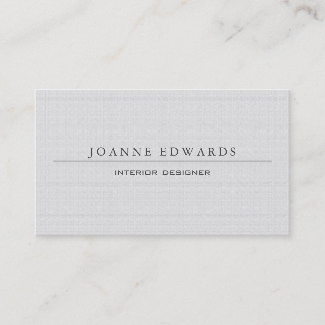Minimalist modern professional white burlap business card (Front)