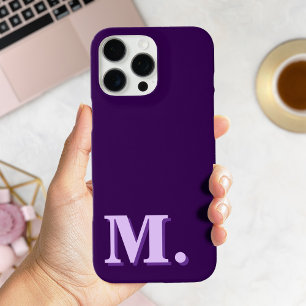 Minimalist Modern Purple Monogram Initial iPhone 16 Pro Max Case