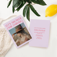 Minimalist Modern Purple Pink Photo Bridal Shower