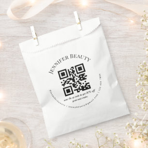 minimalist modern qr code beauty salon chic favour bag