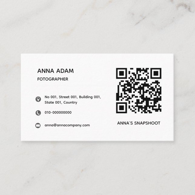 Minimalist, Modern, QR Code Business Card (Front)