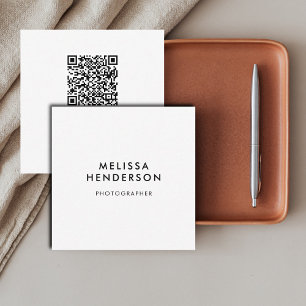 Minimalist Modern QR Code Square Business Card