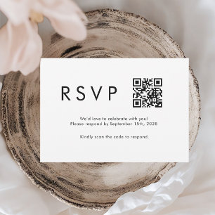 Minimalist Modern QR Code Wedding RSVP Card