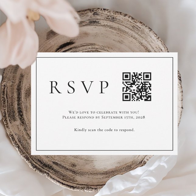 Minimalist Modern QR Code Wedding RSVP  Card (Creator Uploaded)