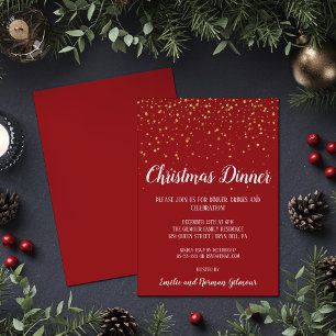 Minimalist Modern Red Christmas Dinner Invitation