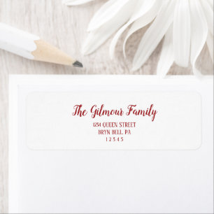 Minimalist Modern Red Christmas Return Address Label