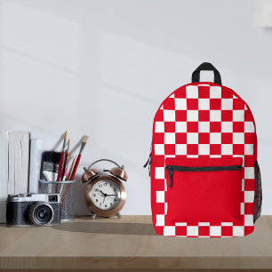 Minimalist Modern Red Croatian Chequerboard Printed Backpack