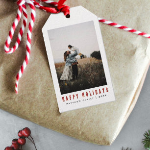 Minimalist & Modern Red Family Photo Gift Tags