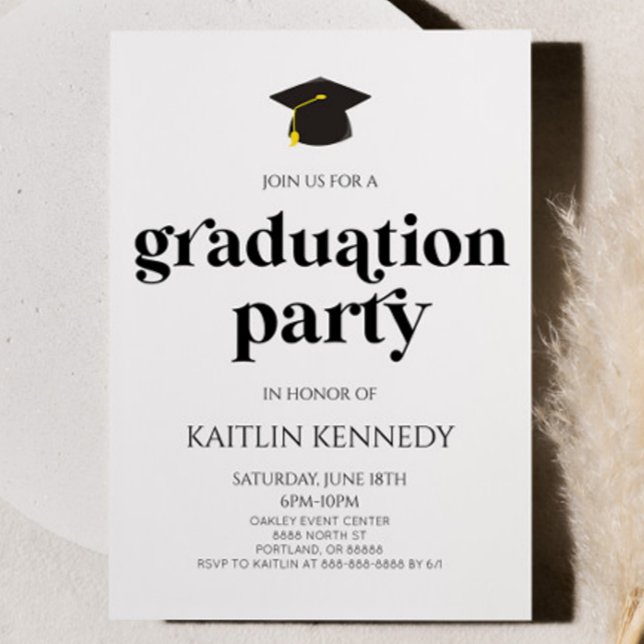 Minimalist Modern Retro Graduation Party Invitation (Creator Uploaded)