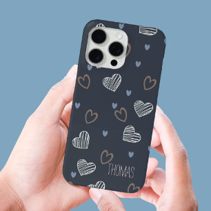 Minimalist Modern Romantic Heart Shape Pattern iPhone 15 Pro Max Case