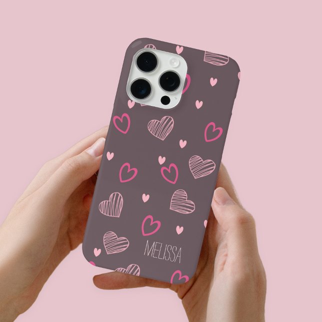Minimalist Modern Romantic Heart Shape Pattern Case-Mate iPhone Case (Creator Uploaded)