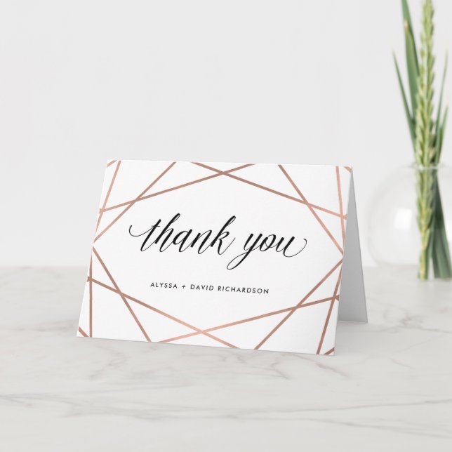 Minimalist Modern Rose Gold on White | Thank You (Front)