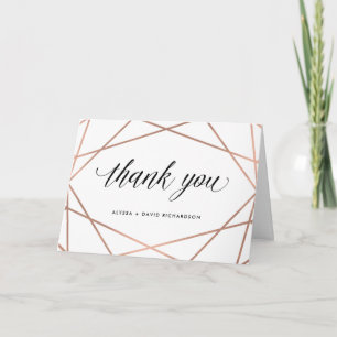 Minimalist Modern Rose Gold on White   Thank You Card
