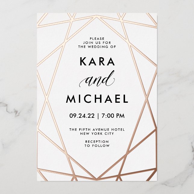 Minimalist Modern Rose Gold on White | Wedding (Front)
