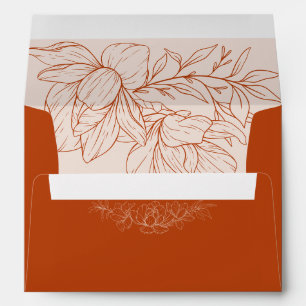 Minimalist Modern Rust Floral Wedding Envelope