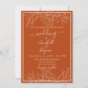 Minimalist Modern Rust Floral Wedding Invitation