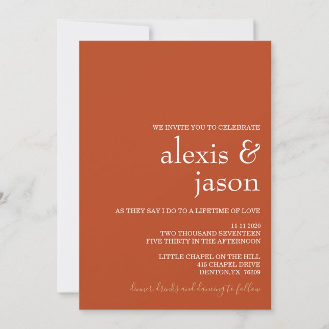 Minimalist Modern Rust Wedding Invitation (Front)