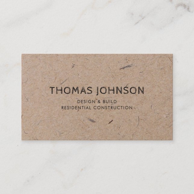 Minimalist Modern Rustic Construction Business Card (Front)