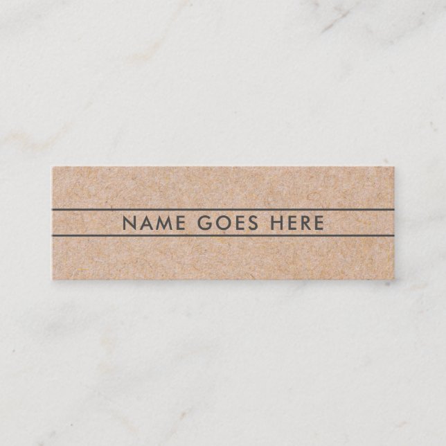 Minimalist Modern Rustic Kraft Mini Business Card (Front)