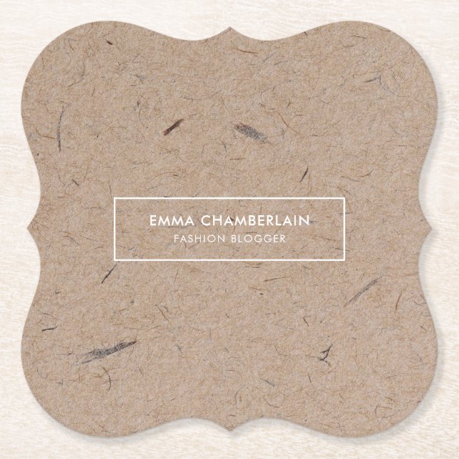 Minimalist Modern Rustic Kraft Paper Coaster (Front)