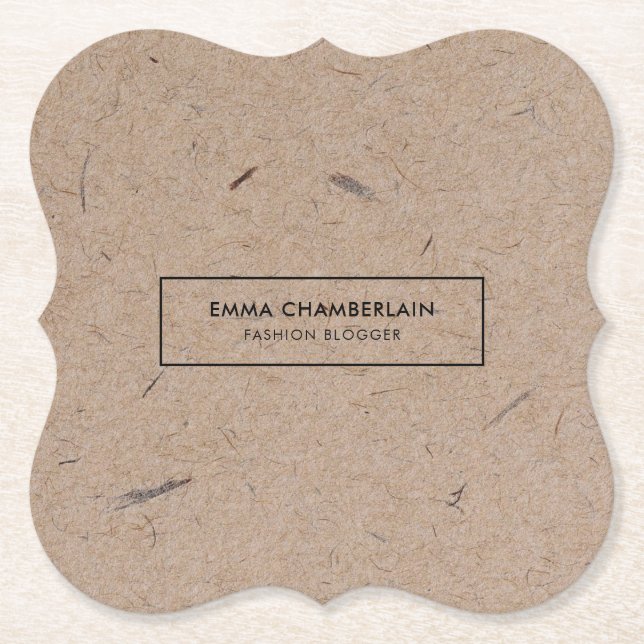 Minimalist Modern Rustic Kraft Paper Paper Coaster (Front)