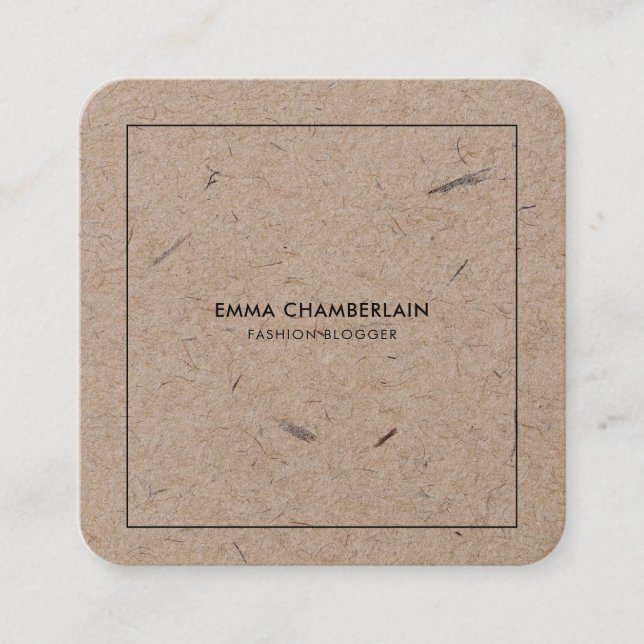 Minimalist Modern Rustic Kraft Paper Square Busine Square Business Card (Front)