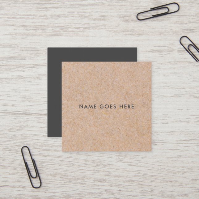 Minimalist Modern Rustic Kraft Square BusinessCard Square Business Card (Front/Back In Situ)