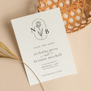 Minimalist Modern Rustic Wedding Monogram Save The Date