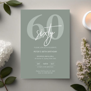 Minimalist Modern Sage 60th Birthday Party Invitation