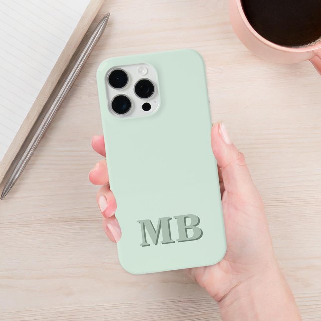Minimalist Modern Sage Green Initial Monogram iPhone Case (Creator Uploaded)