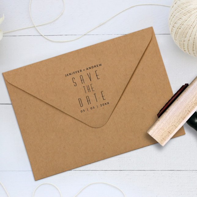 Minimalist Modern Save The Date Rubber Stamp (Creator Uploaded)