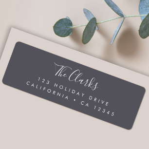 Minimalist Modern Scandi Script Slate Grey Return Address Label